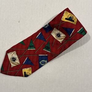 Michael Jacobs Silk Red Multicolor Arlington Golf Club Country Club Necktie